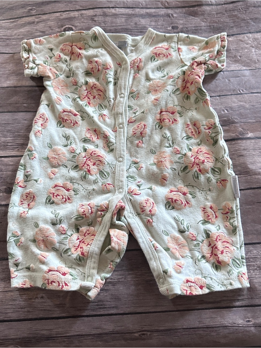 Vitamins baby green floral romper vguc 6m